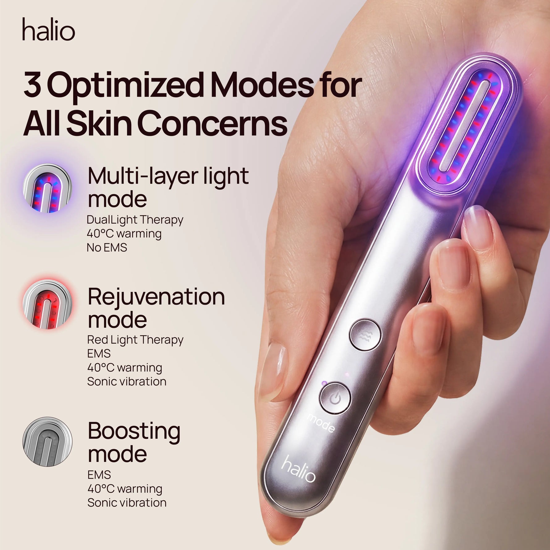 3 Optimized Modes For All Skin Concerns