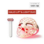HALIO Lift & Light Duo product on a white background with 'Vanity Fair' mention.